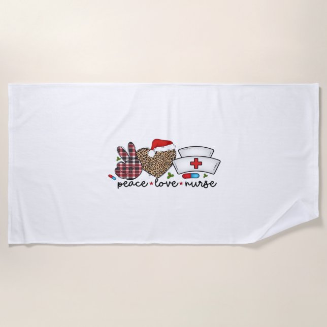 Serviette De Plage Peace Love Nurse, T-shirt classique Halloween (Devant)