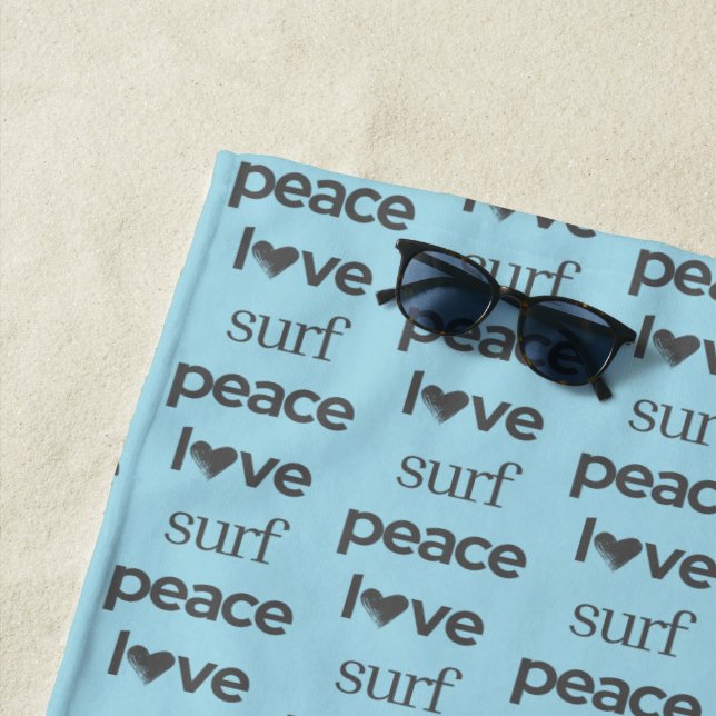 Serviette De Plage Peace Love Surf - Coastal Blue Ocean Life Pool (En situation)