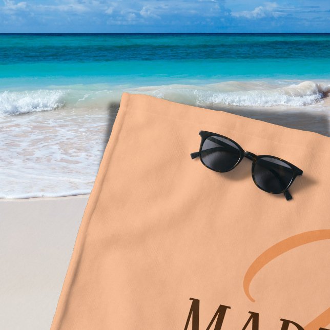 Serviette De Plage Peach Fuzz Nom Personnalisé Élégant (Créateur téléchargé)