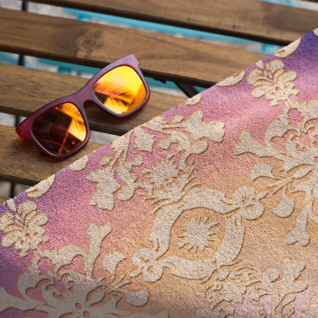 Serviette De Plage Peach Sunset Royal Damask (Créateur téléchargé)