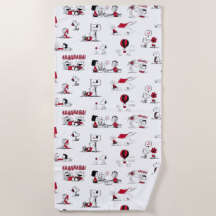 Serviette De Plage PEANUTS Motif rouge et noir