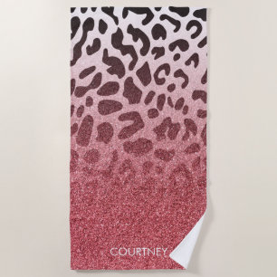 Serviette De Plage Peau léopard de Parties scintillant rose