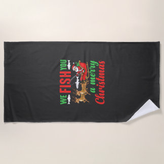 Serviette De Plage Pêche de Noël Joyeux Poisson Vous