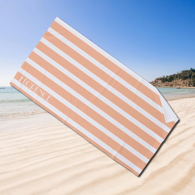 Serviette De Plage pêche fuzz & rayures de cabane blanche personnalis (Créateur téléchargé)