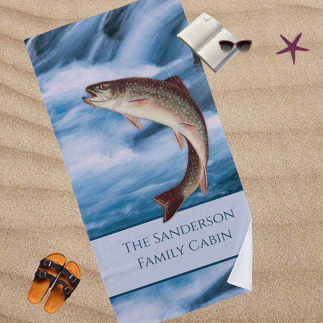 Serviette De Plage Pêcheurs Voler Pêche Mouches Rainbow Trout Blue (Créateur téléchargé)