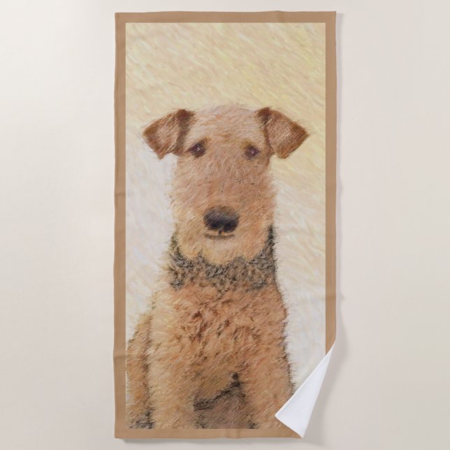 Serviette De Plage Peinture Airedale Terrier - Cute Original Art (Devant)