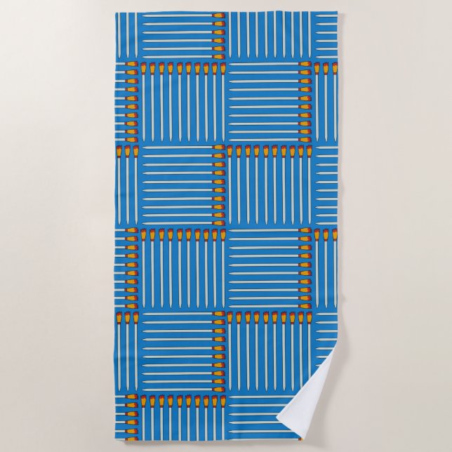 Serviette De Plage Peinture Crosshatch Blue Beach Towne (Devant)