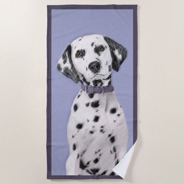 Serviette De Plage Peinture Dalmatienne - Cute Original Chien Art (Devant)