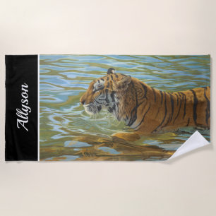 Serviette De Plage Peinture De Baignade En Tigre Nom do-it-yourself