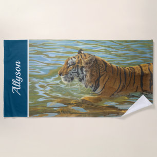 Serviette De Plage Peinture De Baignade En Tigre Nom do-it-yourself