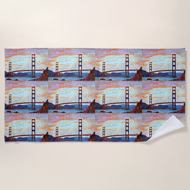 Serviette De Plage Peinture de golden gate bridge (Devant)