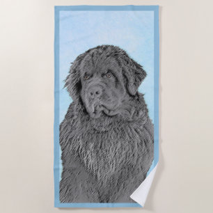 Serviette De Plage Peinture de Terre-Neuve - Cute Original Chien Art