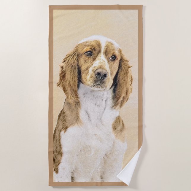 Serviette De Plage Peinture de Welsh Springer Spaniel - Art original  (Devant)
