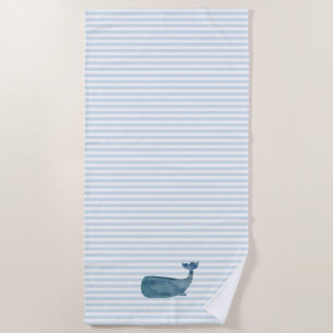 Serviette De Plage Peinture en bande bleue marine de baleine