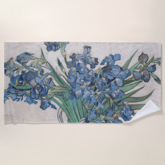 Serviette De Plage Peinture impressionniste Vase d'Iris de Van Gogh (Devant)