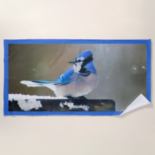 Serviette De Plage Peinture Jay Bleu - Art Oiseau Original