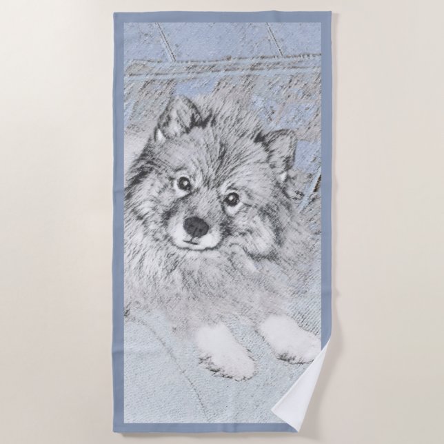 Serviette De Plage Peinture Keeshond Beth - Joli art original chien (Devant)