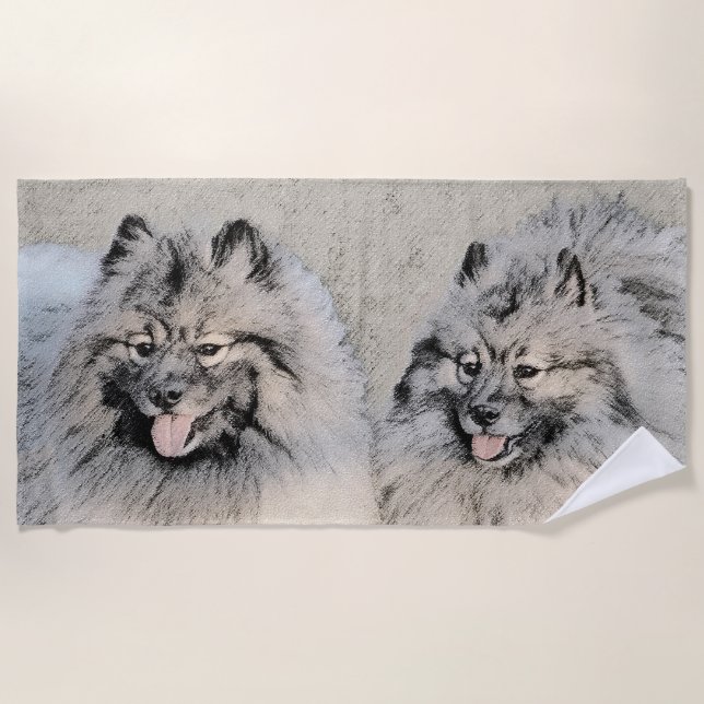Serviette De Plage Peinture Keeshond Brothers - Art Chien original (Devant)