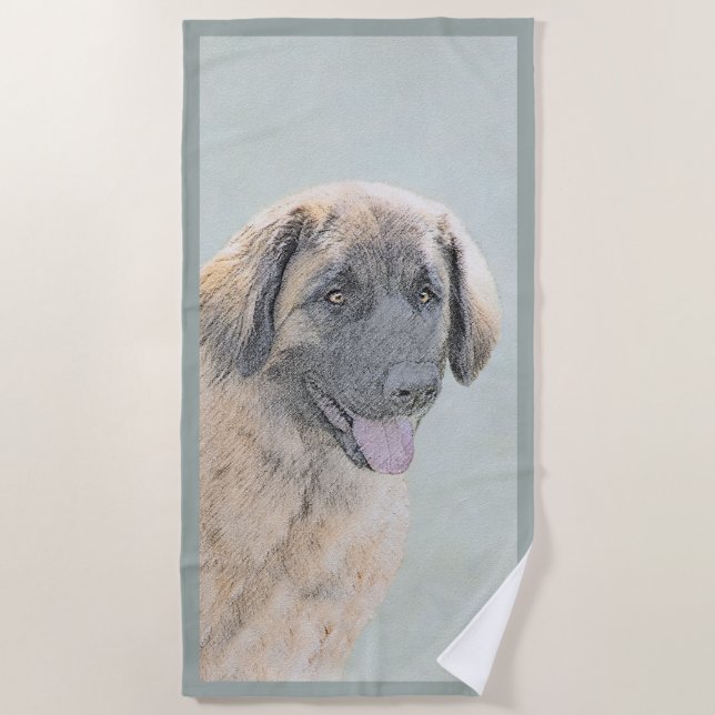 Serviette De Plage Peinture Leonberger - Joli art original chien (Devant)