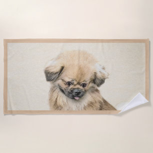 Serviette De Plage Peinture Pekingese - Cute Original Chien Art