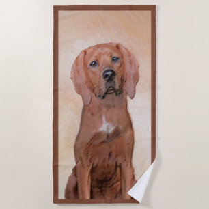 Serviette De Plage Peinture sur pilon rouge - jolie art original chie