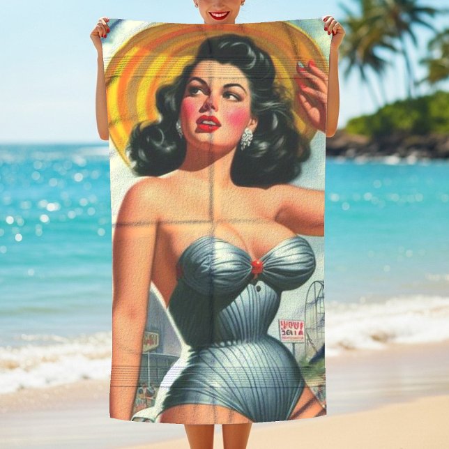 Serviette De Plage Peinture vintage vers le haut (Créateur téléchargé)