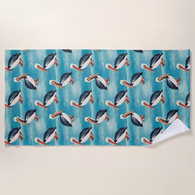Serviette De Plage Pélican côtier océanique (Devant)