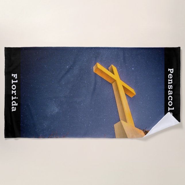 Serviette De Plage Pensacola Beach Cross avec Voie Lactée (Devant)
