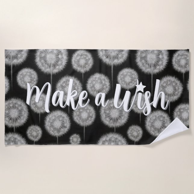 Serviette De Plage Pensée Magique "Faites un Vœu" (Devant)