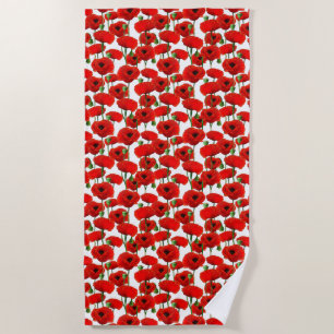 Serviette De Plage Pépites rouges modèle floral