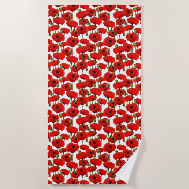 Serviette De Plage Pépites rouges modèle floral (Devant)