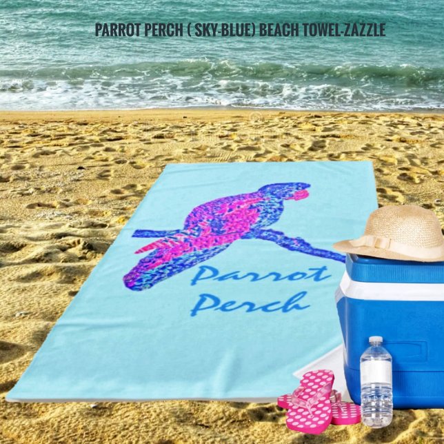 Serviette De Plage Perche de perroquet (bleu ciel) (Créateur téléchargé)