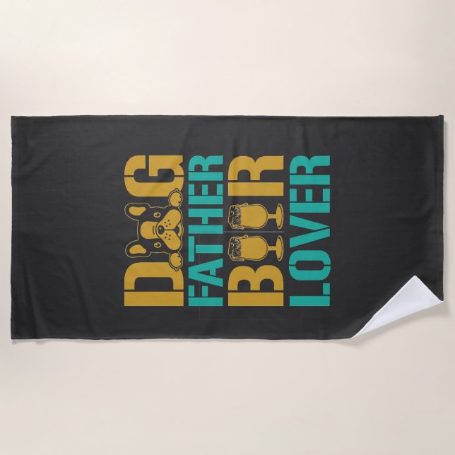 Serviette De Plage Père Chien Amateur de Bière (Devant)