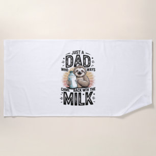Serviette De Plage père et fils avec le lait paresseux design graphiq