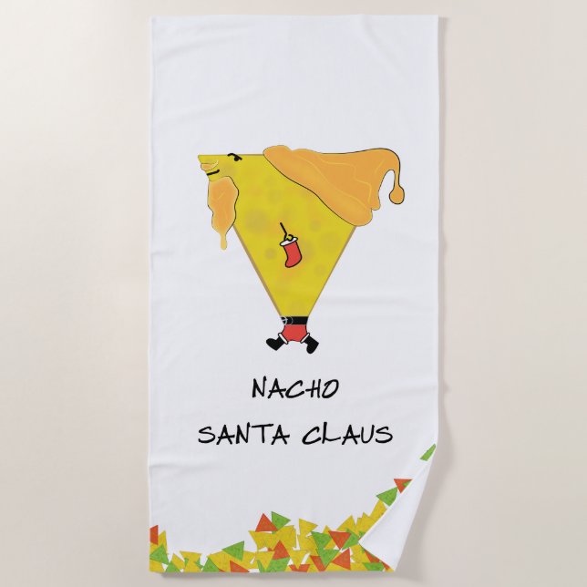 Serviette De Plage Père Noël Nacho avec chips (Devant)