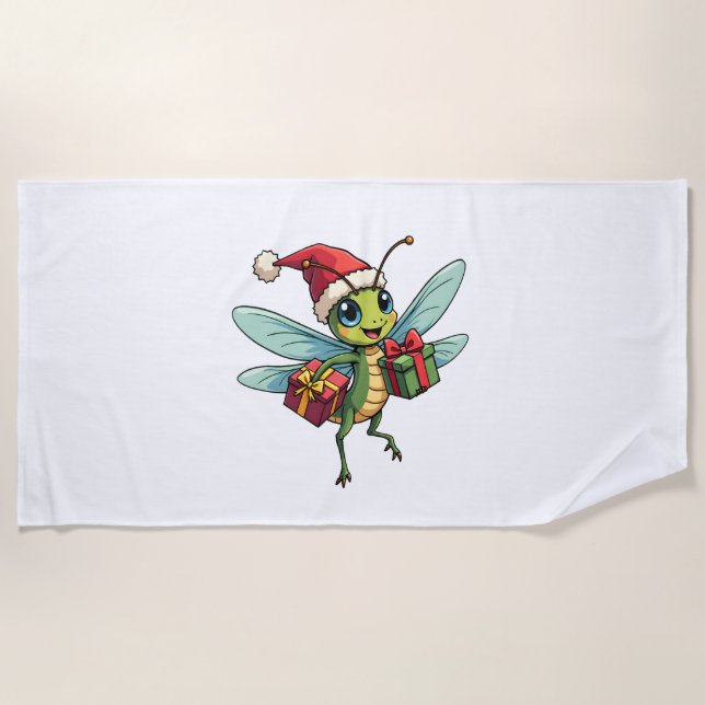Serviette De Plage Père Noël's Dragonfly Helper (Devant)