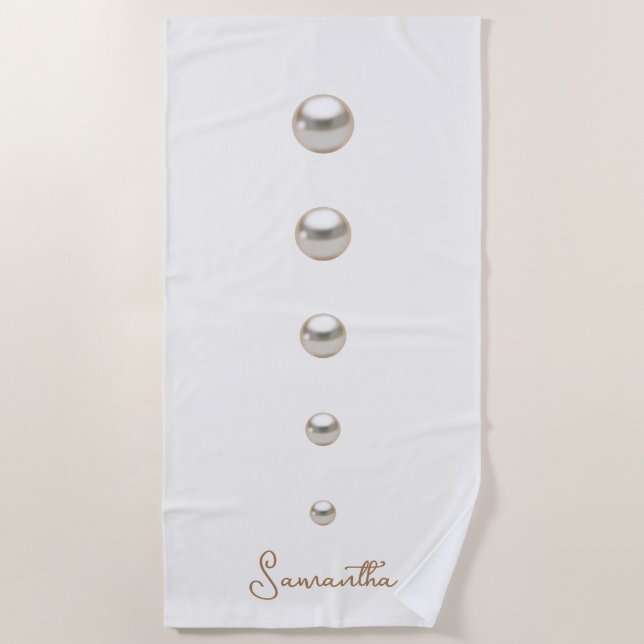 Serviette De Plage Perles blanches (Devant)
