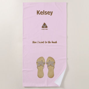 Serviette De Plage PersonaIizé Je Pooppé Aujourd'Hui Poo Emoji sur Bl