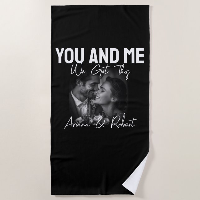 Serviette De Plage Personalized Black Photo Couple You and Me  (Devant)