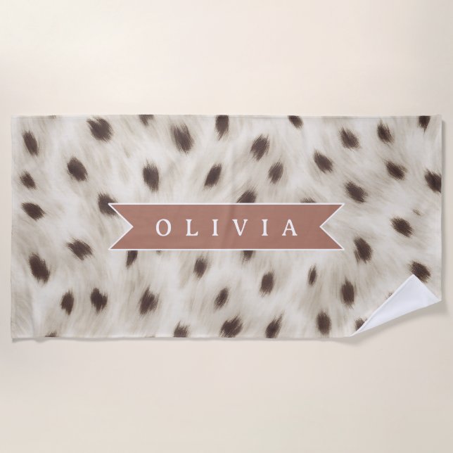 Serviette De Plage Personalized Chic Neutral Leopard Animal Print (Devant)