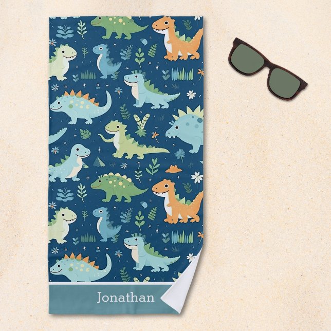 Serviette De Plage Personalized Kids' Dinosaur – Fun & Customizable (Créateur téléchargé)