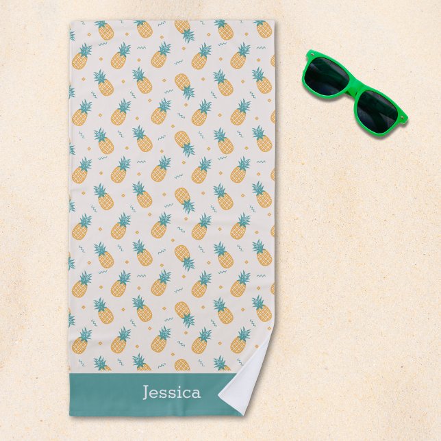 Serviette De Plage Personalized Pineapple Beach – Tropical (Créateur téléchargé)