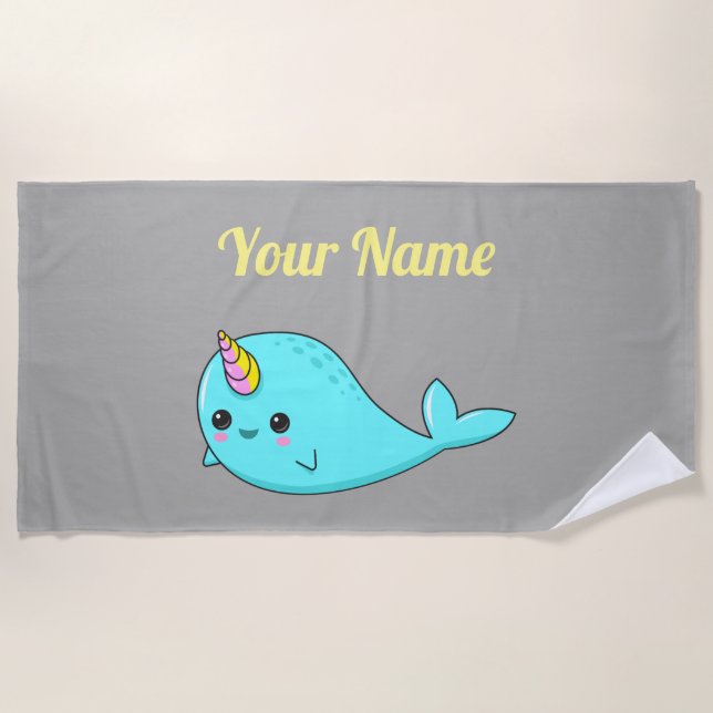 Serviette de plage personnalisable de Kawaii (Devant)