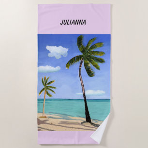 Serviette de plage personnalisable des palmiers tr