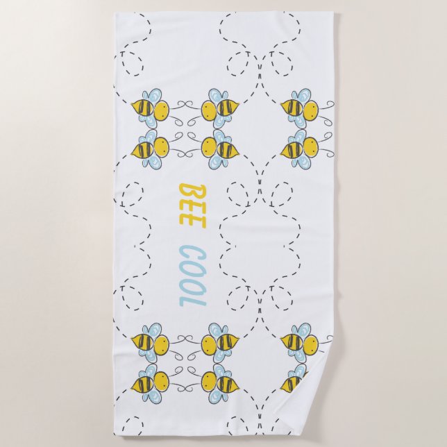 Serviette De Plage Personnalisé Cool d'abeilles (Devant)