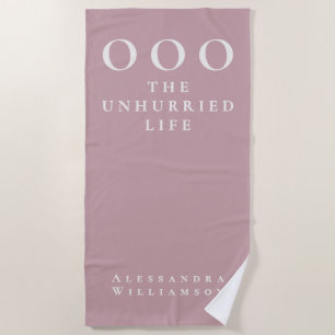 Serviette De Plage Personnalisé Drôle Rose Poussiéreuse Blanc OOO Min