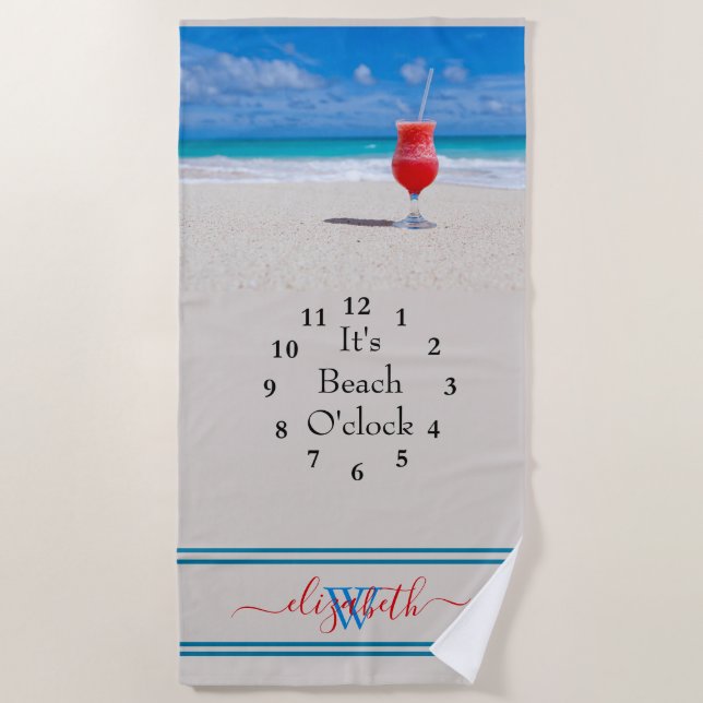 Serviette De Plage Personnalisé It's Beach O'clock Beach Towel (Devant)