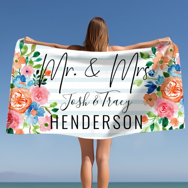 Serviette De Plage Personnalisé M. et Mme. (Personalized Mr. and Mrs Beach Towel)