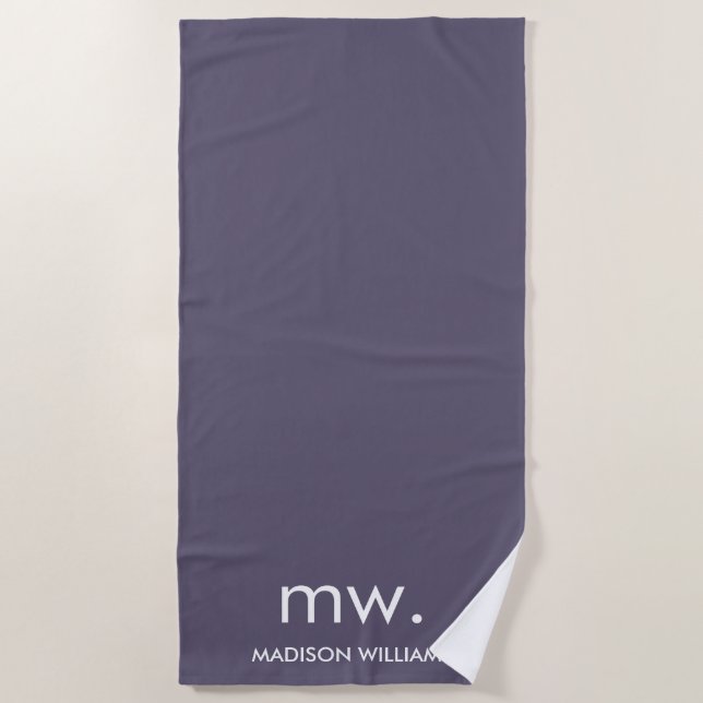 Serviette De Plage Personnalisé Monogram Pastel Élégant Design Modern (Devant)