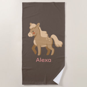 Serviette De Plage Personnalisé Monogramme Pony Horse Girl